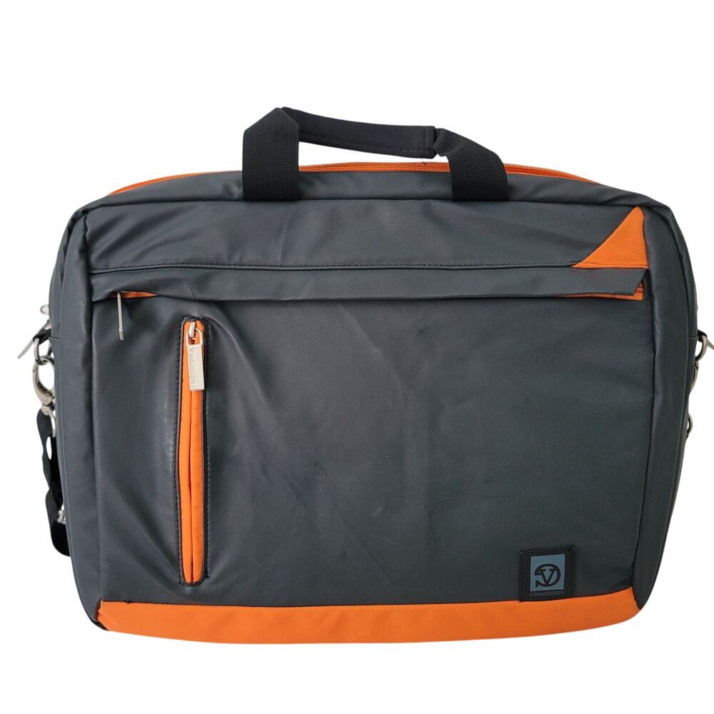 Vangoddy Size OS Adler Cushioned Laptop‎ Over Shoulder Bag Gray Orange